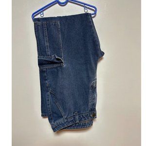 Shein Mens Medium Wash Blue Denim Straight Leg Flap Side Cargo Jeans Size L